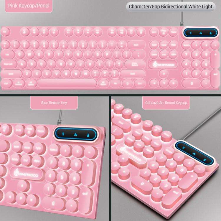 SHIPADOO D500 Punk Style Colorful Backlit Wired Keyboard Mouse Set