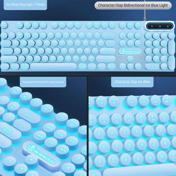 SHIPADOO D500 Punk Style Colorful Backlit Wired Keyboard Mouse Set