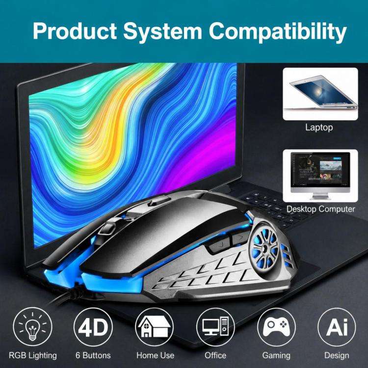 SHIPADOO G5 4D 2400DPI Gaming Mechanical USB Wired Mouse, G5 4D