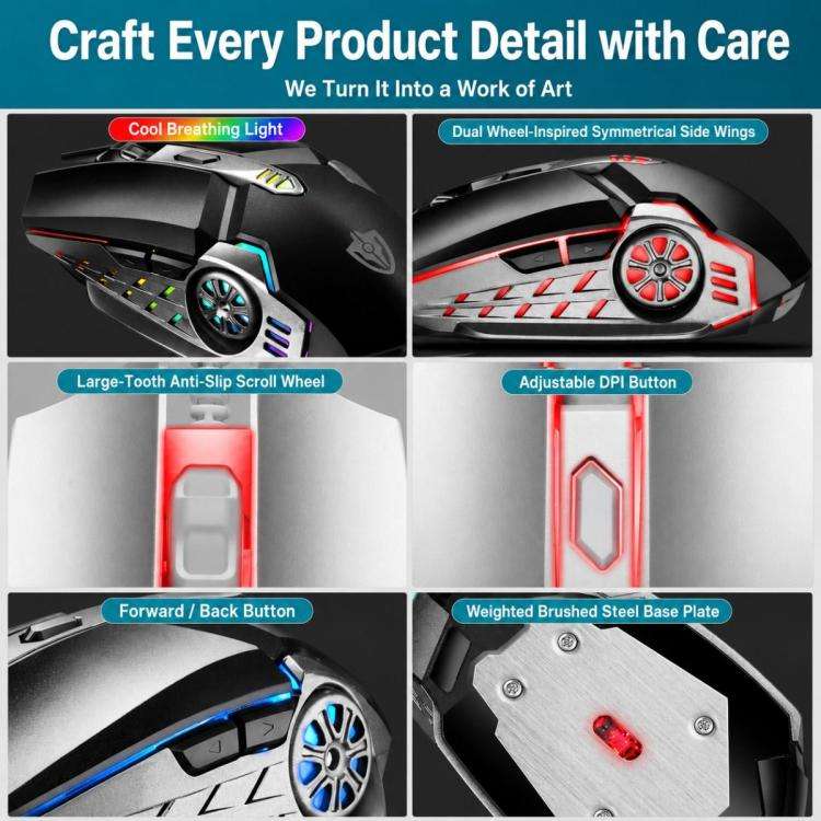 SHIPADOO G5 6D 3200DPI Gaming Mechanical USB Wired Mouse, G5 6D