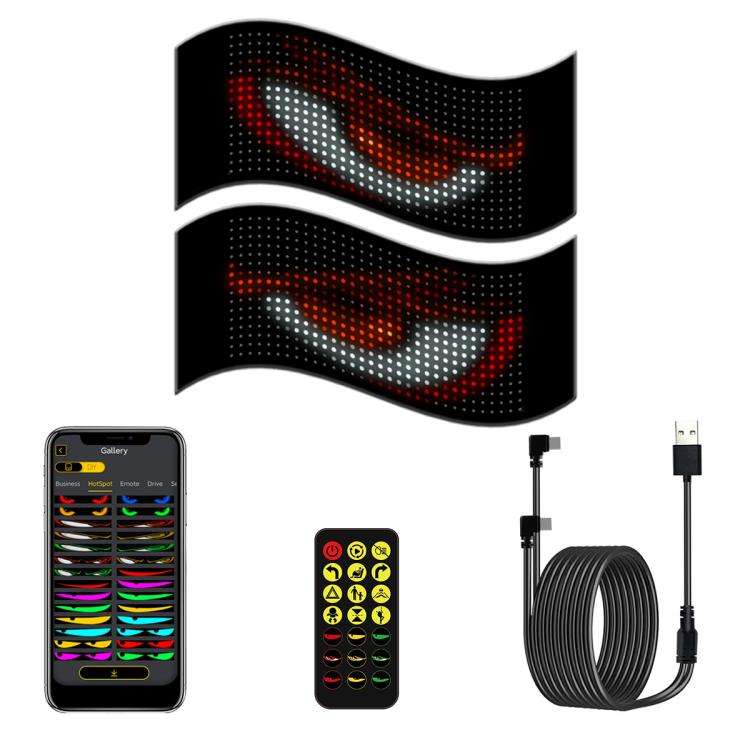 Demon Eye Car Ultra-Thin Waterproof LED Flexible Matrix Display Screen 2pcs, 16 x 32 USB set, 16 ...