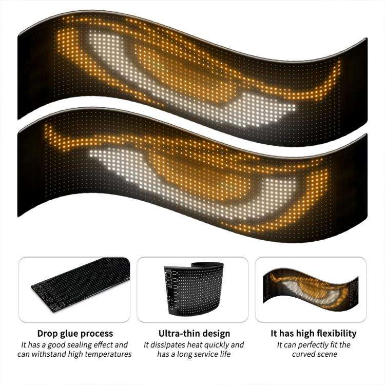 Demon Eye Car Ultra-Thin Waterproof LED Flexible Matrix Display Screen 2pcs, 16 x 32 USB set, 16 ...