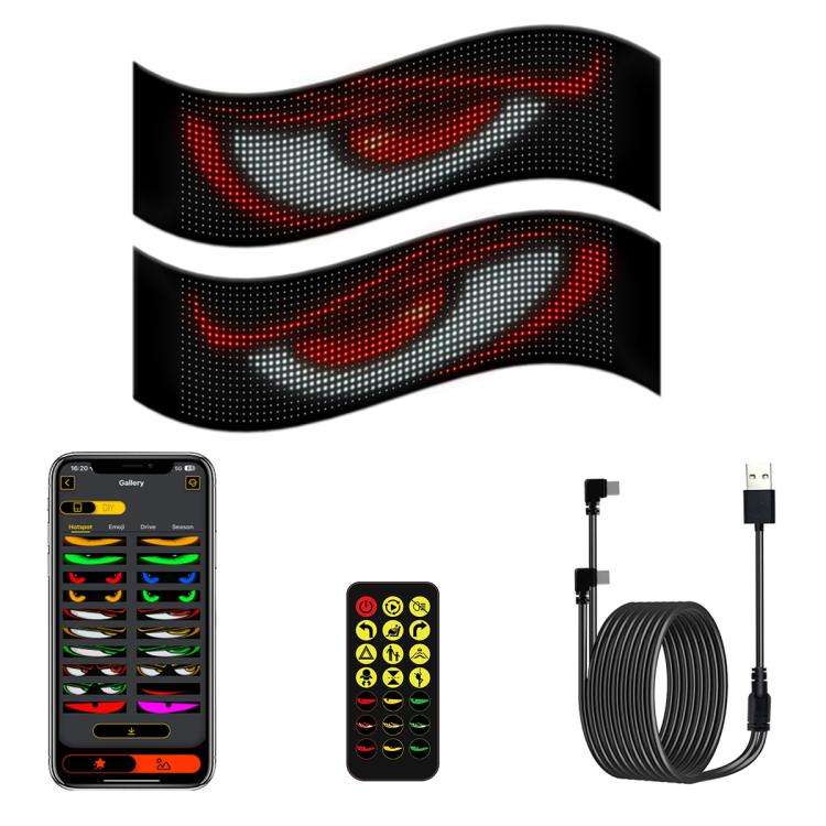 Demon Eye Car Ultra-Thin Waterproof LED Flexible Matrix Display Screen 2pcs, 16 x 32 USB set, 16 ...