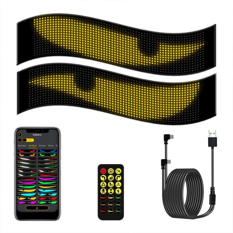 Demon Eye Car Ultra-Thin Waterproof LED Flexible Matrix Display Screen 2pcs, 16 x 32 USB set, 16 ...