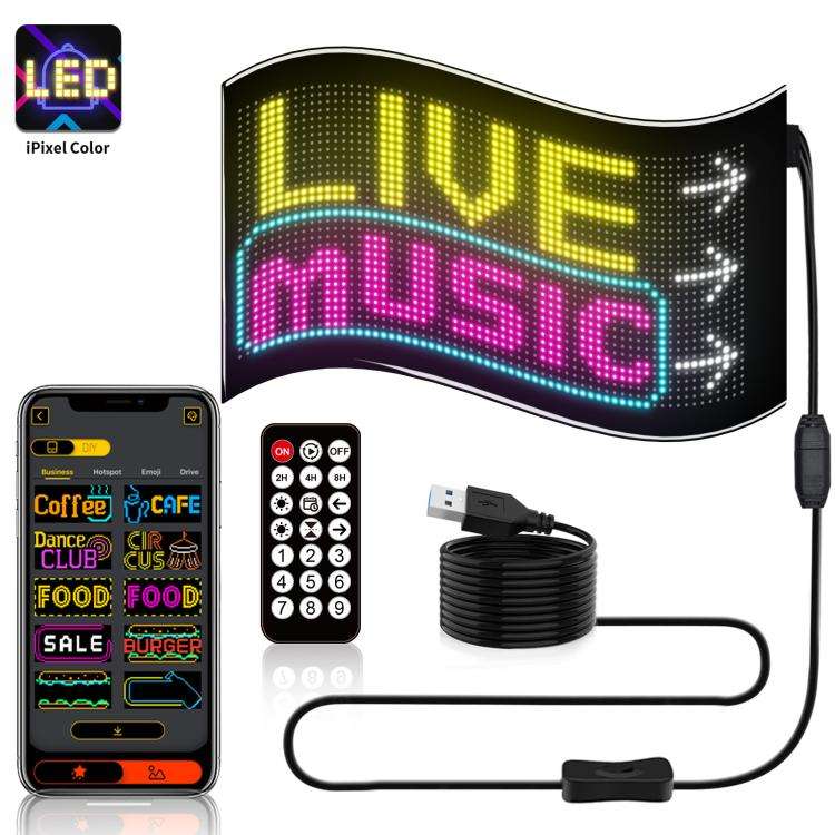 Double Row Ultra-Thin Waterproof LED Flexible Advertising Matrix Display Screen, USB 32x64 Pixels...
