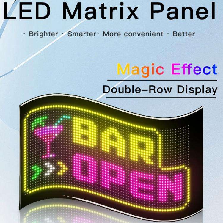 Double Row Ultra-Thin Waterproof LED Flexible Advertising Matrix Display Screen, USB 32x64 Pixels...