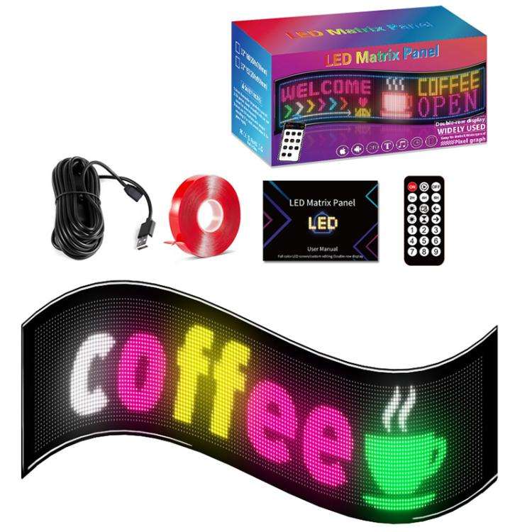 Double Row Ultra-Thin Waterproof LED Flexible Advertising Matrix Display Screen, USB 32x64 Pixels...