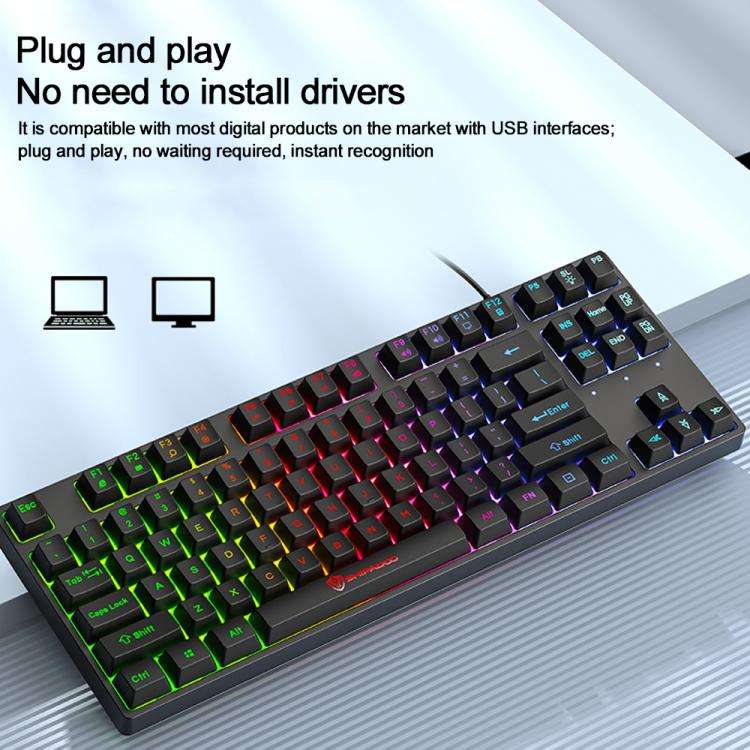 SHIPADOO K87 Mechanical Curved 87 Keys USB Wired Keyboard