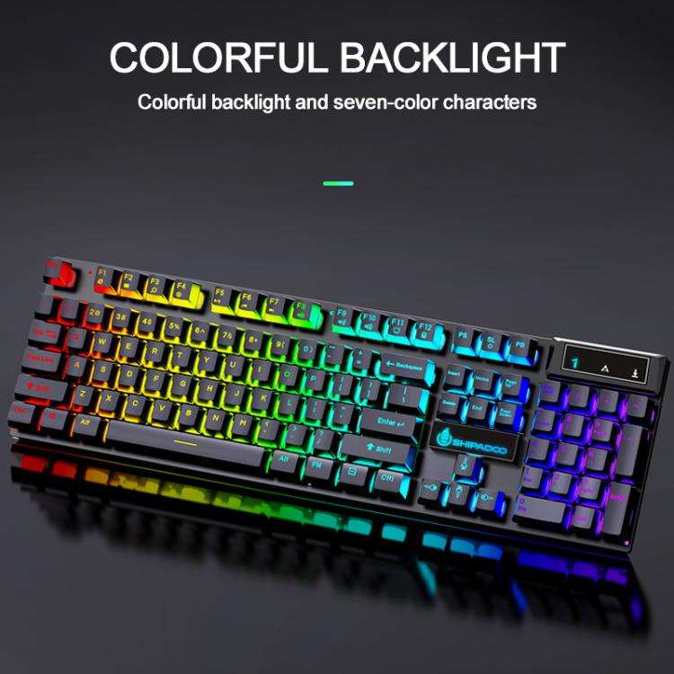SHIPADOO K500 Floating Square Keycap Colorful Backlight USB Wired Keyboard