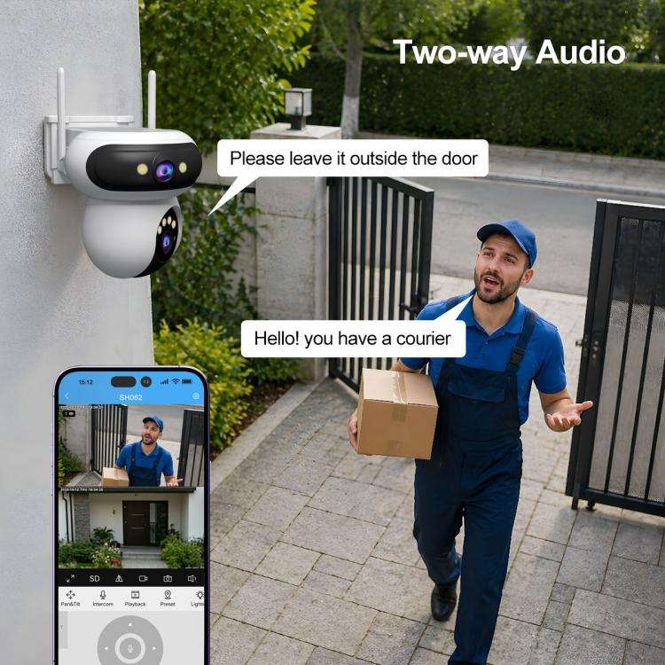 Srihome SH062 8MP Binocular Outdoor Auto-Tracking Wireless WiFi Security Camera, SH062