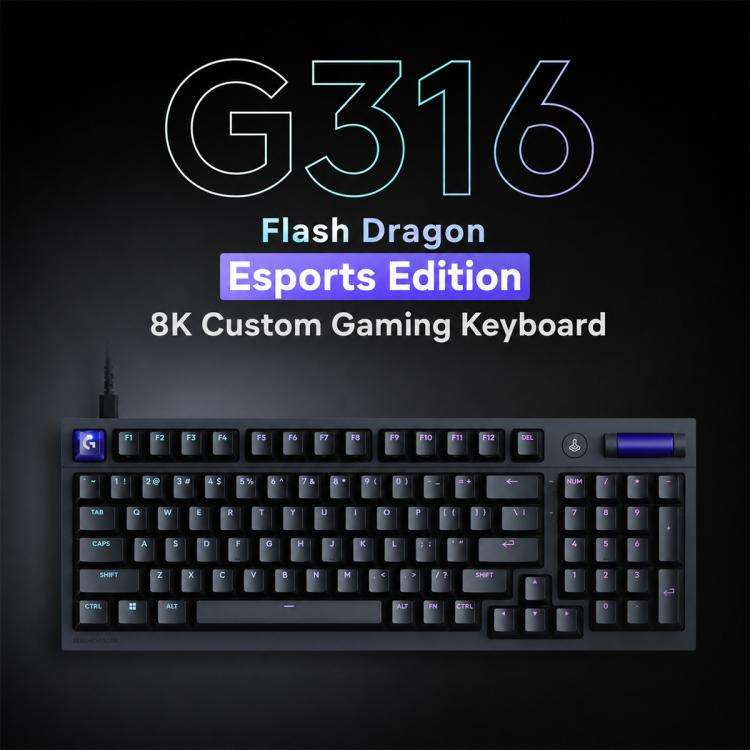 Logitech G316 8K Custom Mechanical Gaming Keyboard Esports Edition with Linear Switches, Linear S...