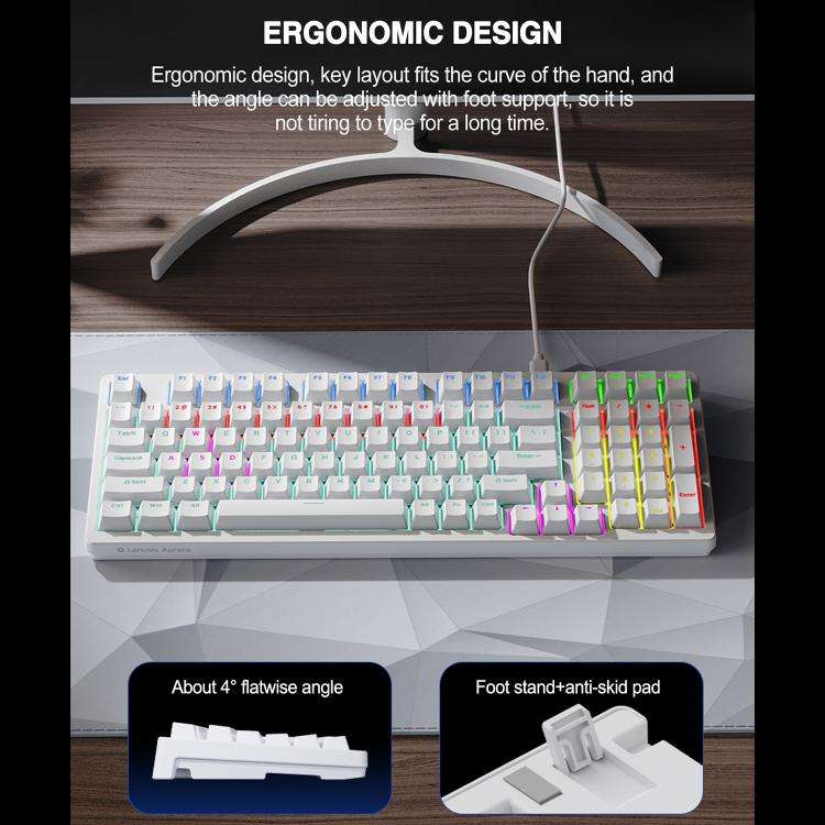 Lenovo GK10 RGB 98 Keys Wired Mechanical Keyboard, Tea Axis, Red Axis, Blue Axis