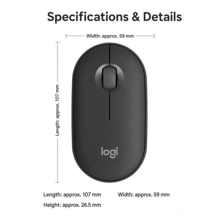 Logitech PEBBLE 2.0 M350S 4000DPI Ultra-Thin Dual-Mode Wireless Bluetooth Mouse