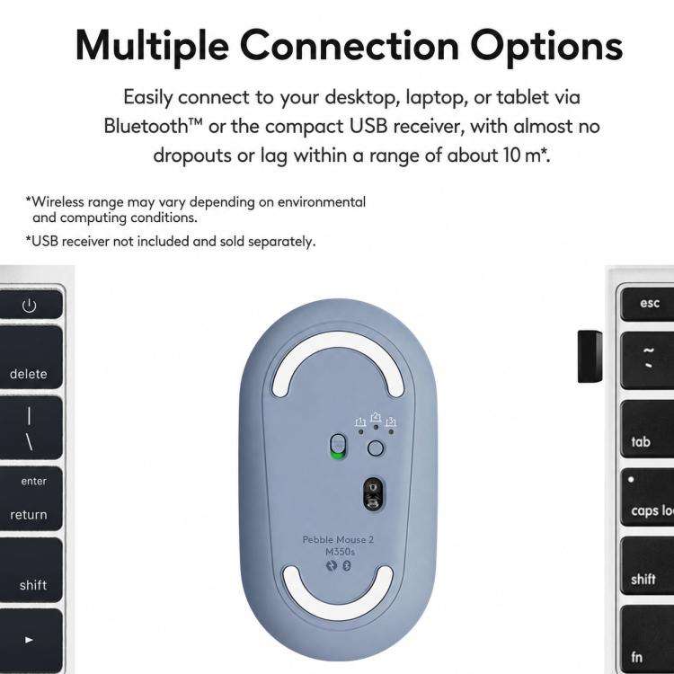 Logitech PEBBLE 2.0 M350S 4000DPI Ultra-Thin Dual-Mode Wireless Bluetooth Mouse