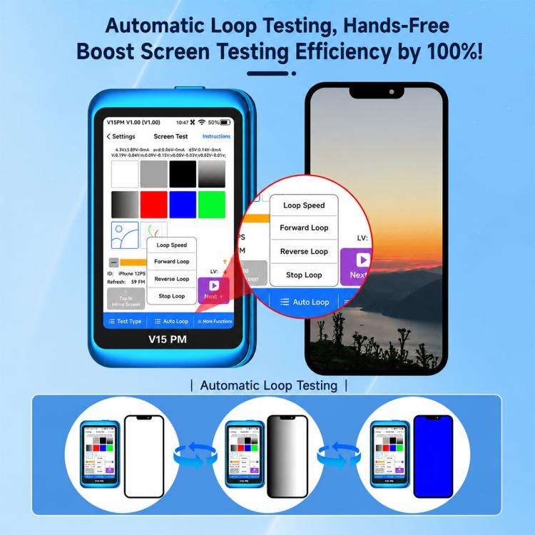 JCID V15PM Professional LCD Touch Screen Tester with 7-16 Pro Max Test Flex Cable, V15PM Screen T...