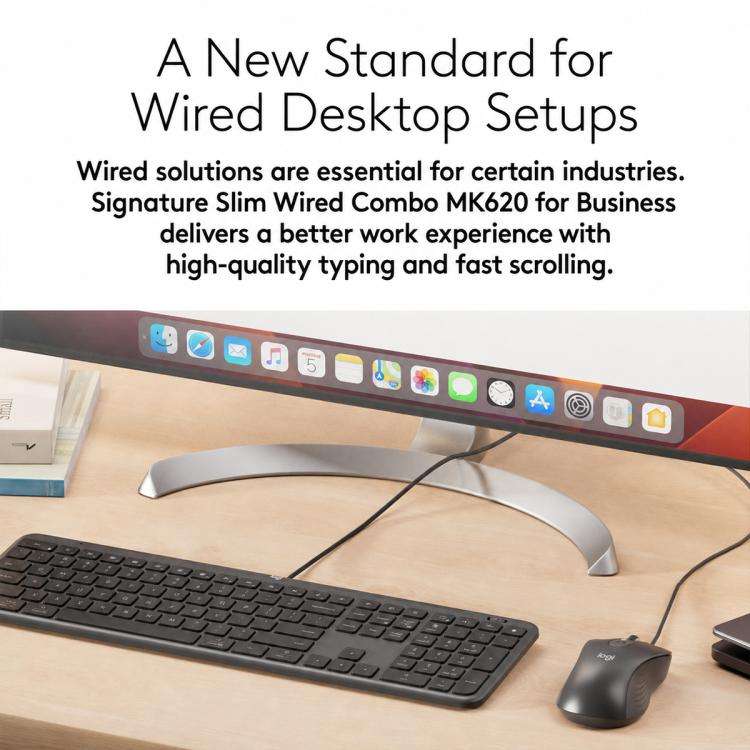 Logitech MK620 Signature Slim Wired Keyboard and Wired Mouse Combo for Business