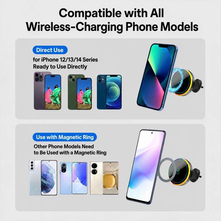 T1S Magnetic Cooling Wireless Fast Charger Car Air Outlet Holder