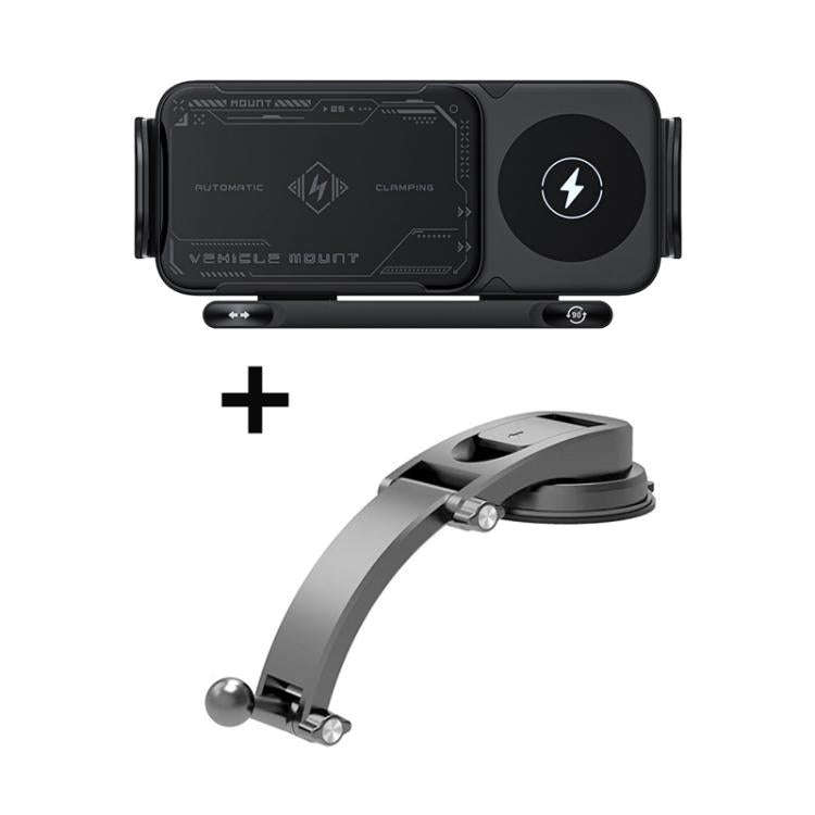 X01 2 In 1 Car Dual Coil 15W Wireless Charger Rotating Navigation Bracket, Bracket + Air Vent Bas...