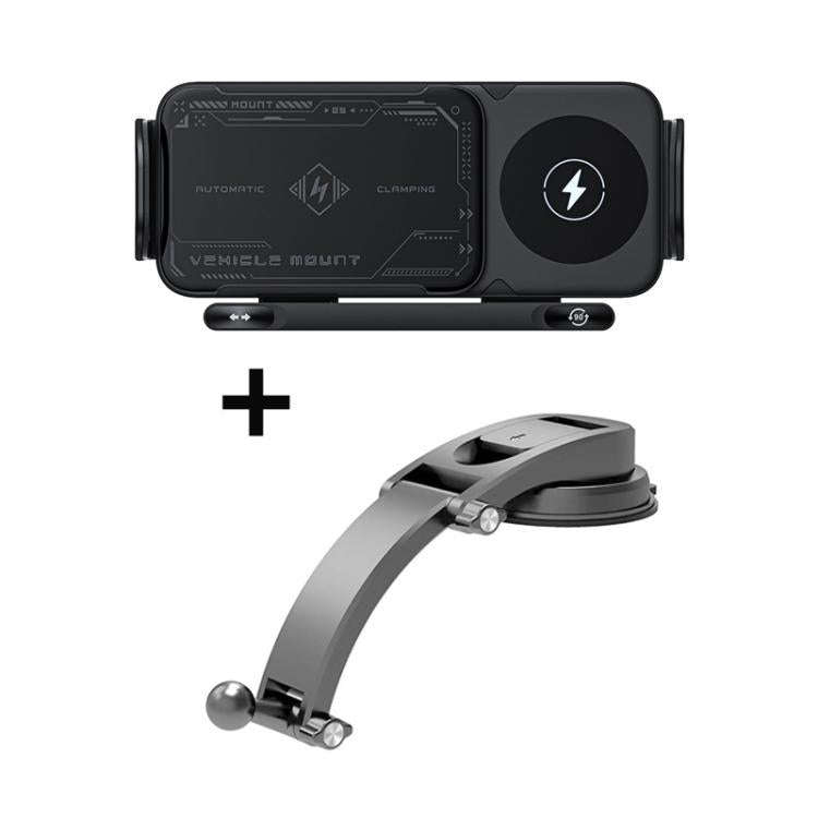 X01 2 In 1 Car Dual Coil 15W Wireless Charger Rotating Navigation Bracket, Bracket + Air Vent Bas...