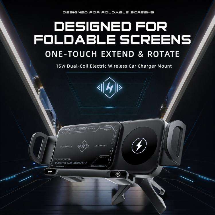 X01 2 In 1 Car Dual Coil 15W Wireless Charger Rotating Navigation Bracket, Bracket + Air Vent Bas...