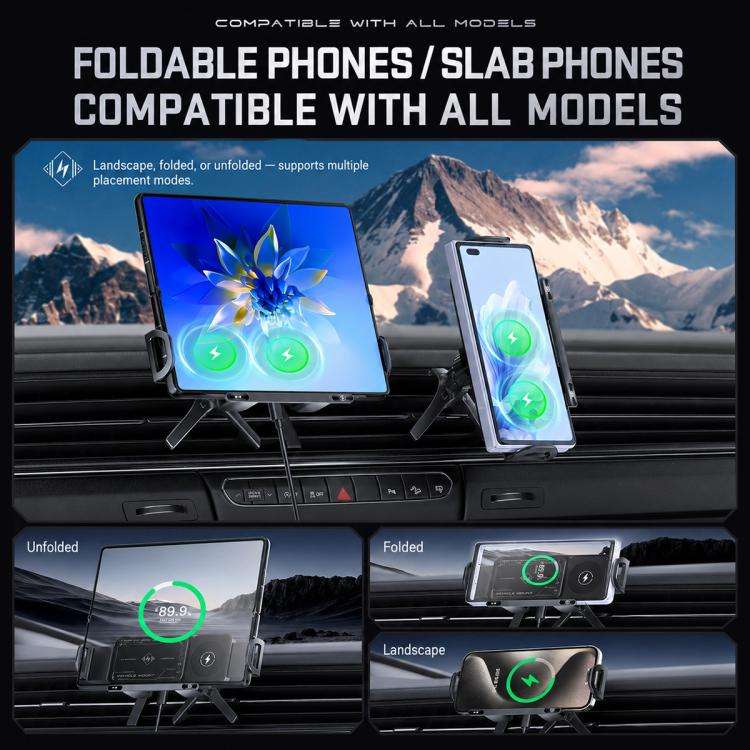 X01 2 In 1 Car Dual Coil 15W Wireless Charger Rotating Navigation Bracket, Bracket + Air Vent Bas...