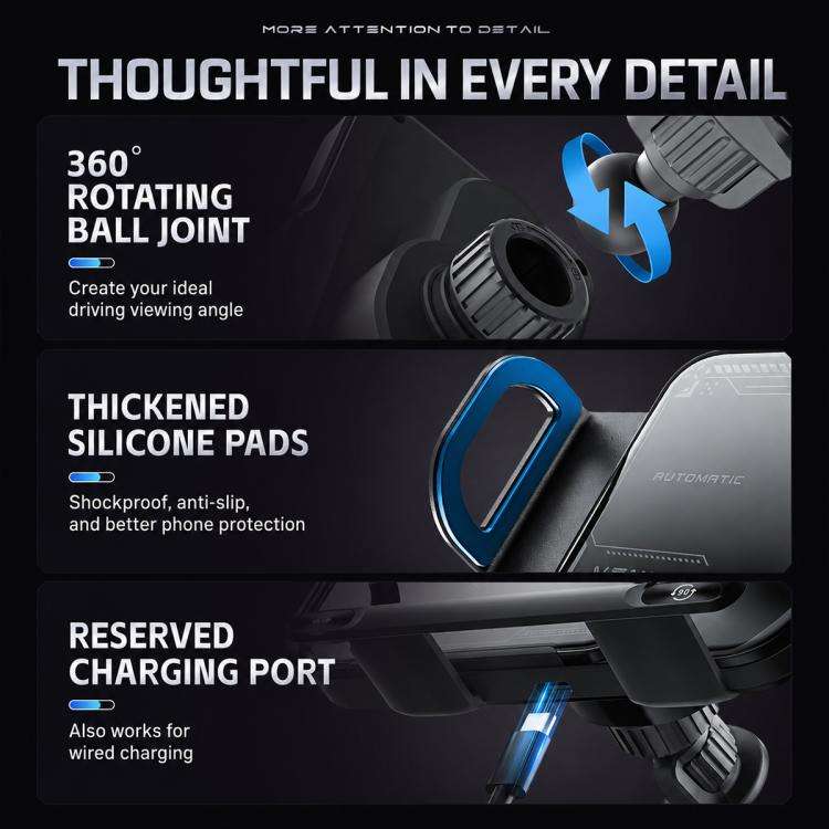 X01 2 In 1 Car Dual Coil 15W Wireless Charger Rotating Navigation Bracket, Bracket + Air Vent Bas...