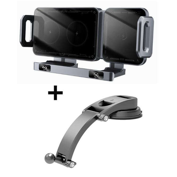 X06 Foldable Screen 15W Wireless Charger Rotating Navigation Bracket, Bat Bracket, Grey Bracket +...
