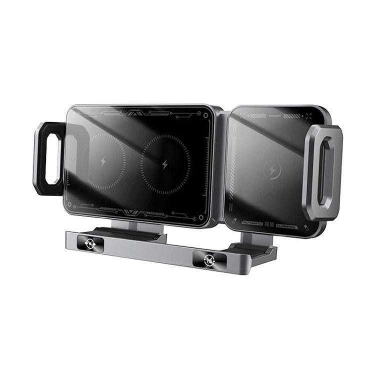 X06 Foldable Screen 15W Wireless Charger Rotating Navigation Bracket, Bat Bracket, Grey Bracket +...