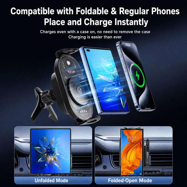 A3 15W Car Electric Wireless Fast Charging Rotating Bracket, A3 Bracket + Air Vent Base, A3 Brack...