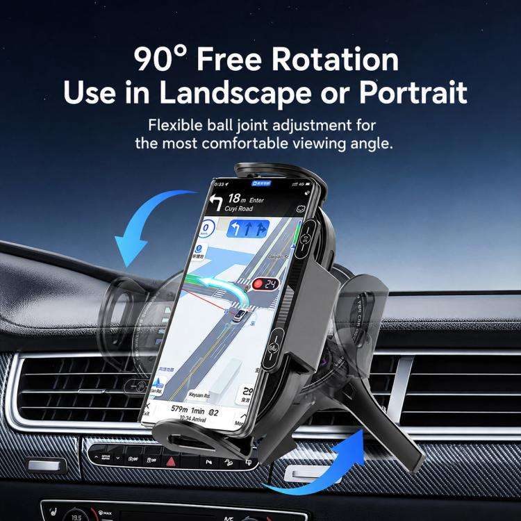 A3 15W Car Electric Wireless Fast Charging Rotating Bracket, A3 Bracket + Air Vent Base, A3 Brack...