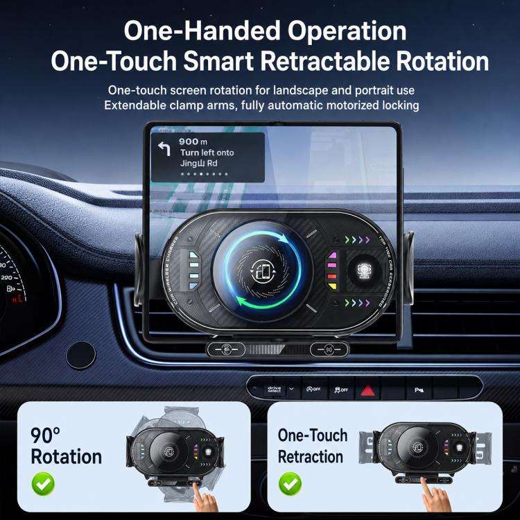 A3 15W Car Electric Wireless Fast Charging Rotating Bracket, A3 Bracket + Air Vent Base, A3 Brack...