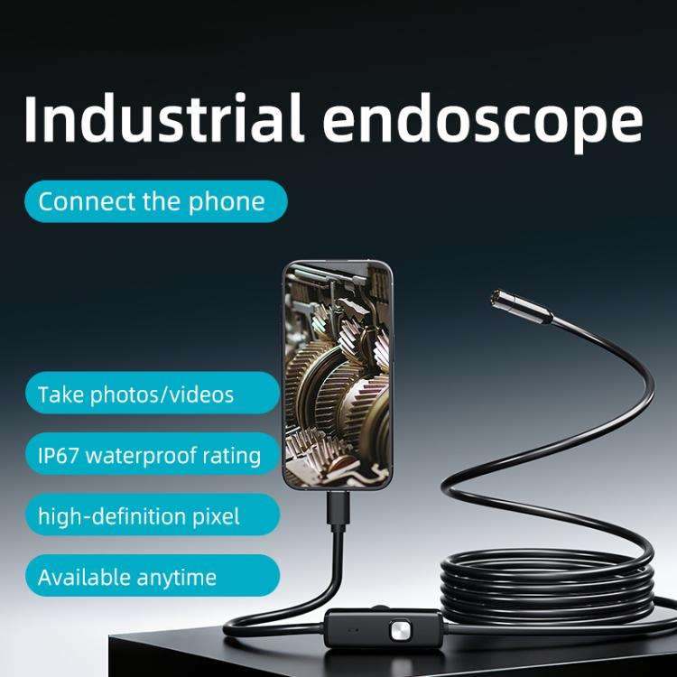 AN112T Type-C IP67 8LEDs 8mm Industry Digital Endoscope, 1m Flexible Cable, 2m Flexible Cable, 3....