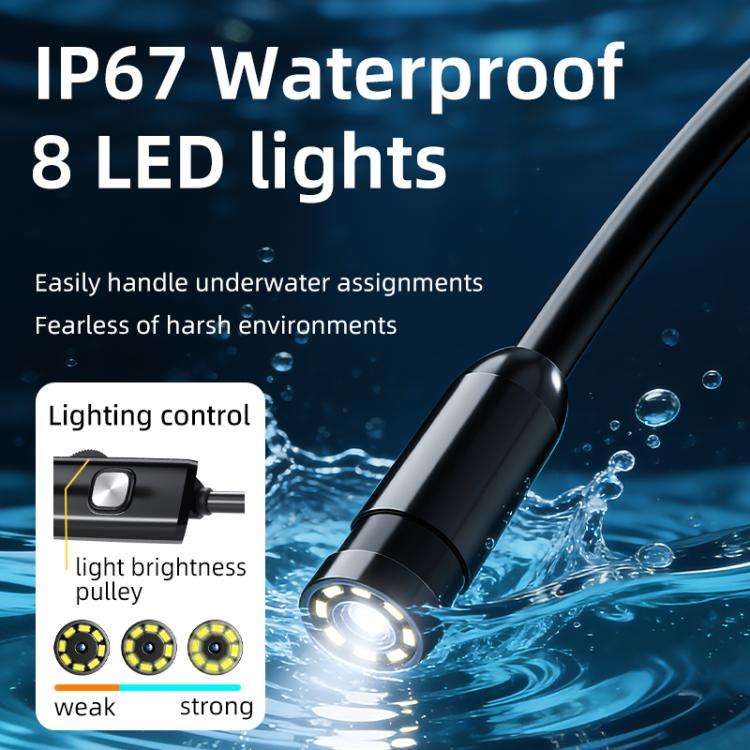 AN112T Type-C IP67 8LEDs 5.5mm Industry Digital Endoscope, 1m Flexible Cable, 2m Flexible Cable, ...