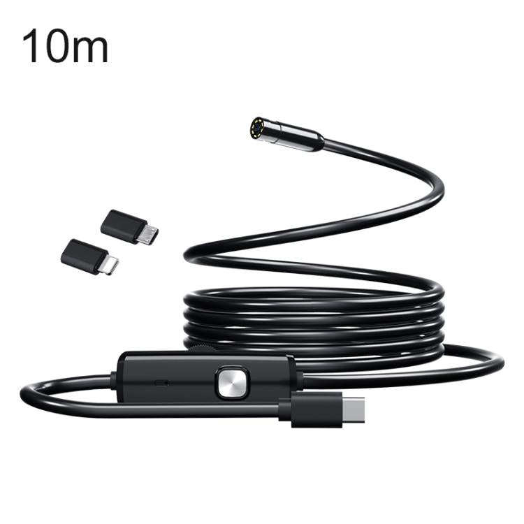 AN112T Type-C, Micro USB and 8 Pin IP67 8LEDs 8mm Industry Digital Endoscope, 1m Flexible Cable, ...