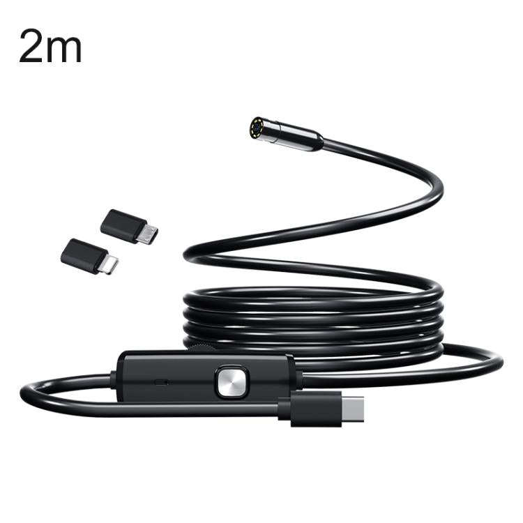 AN112T Type-C, Micro USB and 8 Pin IP67 8LEDs 8mm Industry Digital Endoscope, 1m Flexible Cable, ...