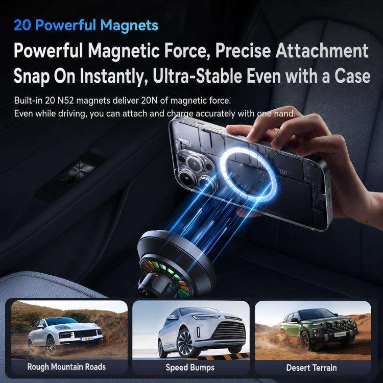 A100 Magnetic Cooling 25W Wireless Fast Charger Car Air Outlet Holder