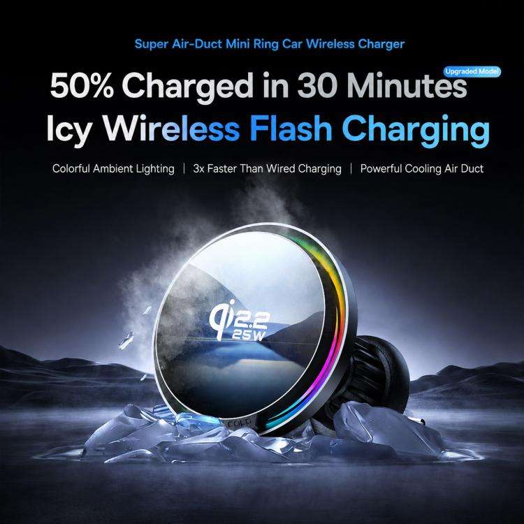 A100 Magnetic Cooling 25W Wireless Fast Charger Car Air Outlet Holder