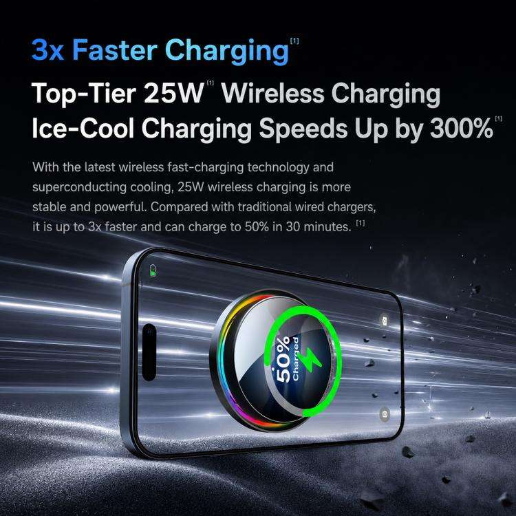 A100 Magnetic Cooling 25W Wireless Fast Charger Car Air Outlet Holder