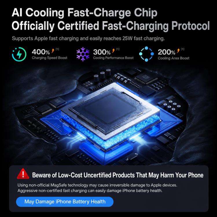A100 Magnetic Cooling 25W Wireless Fast Charger Car Air Outlet Holder