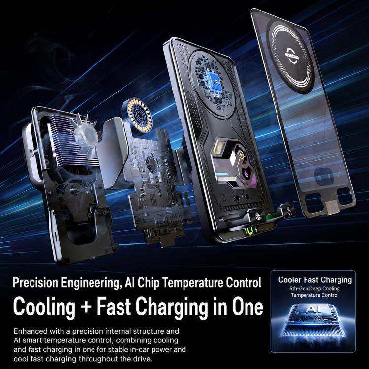 A8 Cooling Wireless Charger Car Air Outlet Holder With Digital display screen
