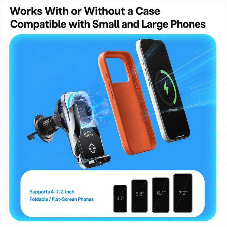S7 Magnetic Cooling 15W Wireless Fast Charger Car Air Outlet Holder