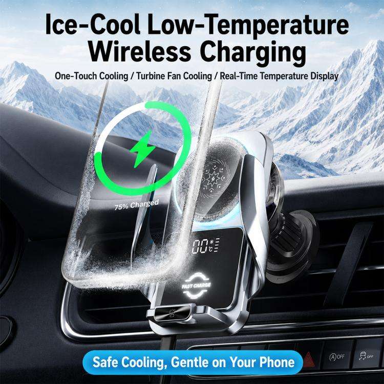 S7 Magnetic Cooling 15W Wireless Fast Charger Car Air Outlet Holder