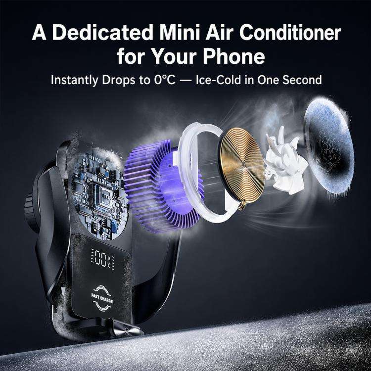 S7 Magnetic Cooling 15W Wireless Fast Charger Car Air Outlet Holder