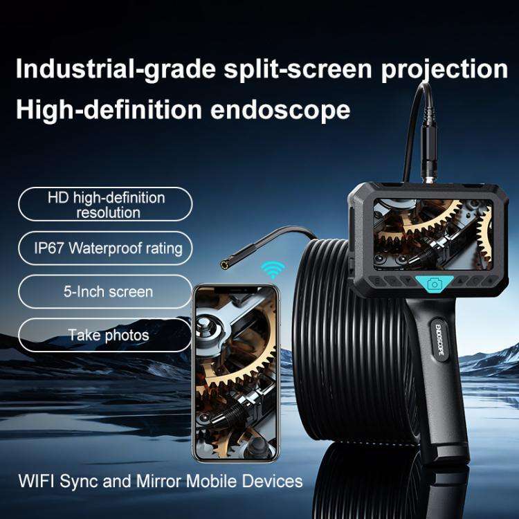 P280 5 inch HD Screen 8mm Industry Digital Endoscope, 2m Hard Cable Single-lens, 5m Hard Cable Si...