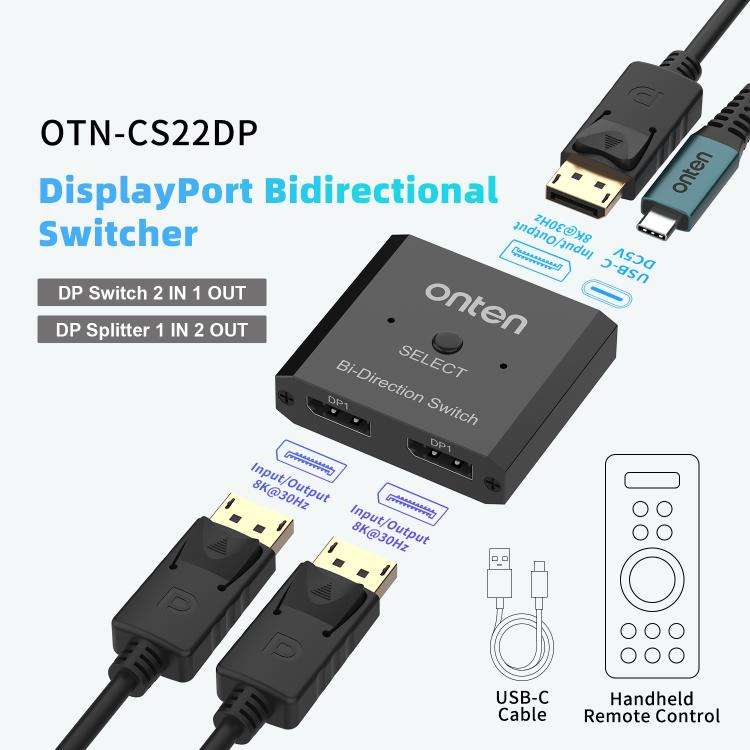Onten CS22DP 8K 30Hz DP 1.4 Bidirectional Switcher