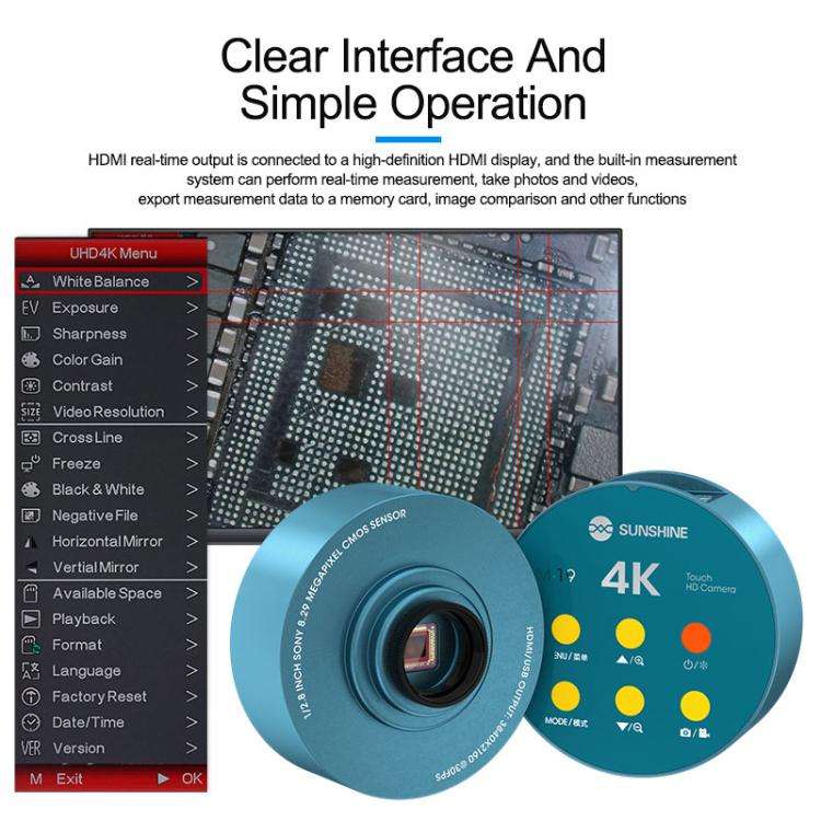 SUNSHINE M-19 Touch Control 4K Ultra HD Microscope Camera, SUNSHINE M-19