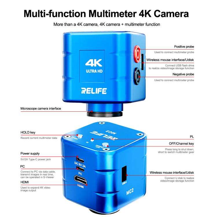 RELIFE MC2 Dual-screen Synchronous Display Multi-function 4K Multimeter Camera, RELIFE MC2