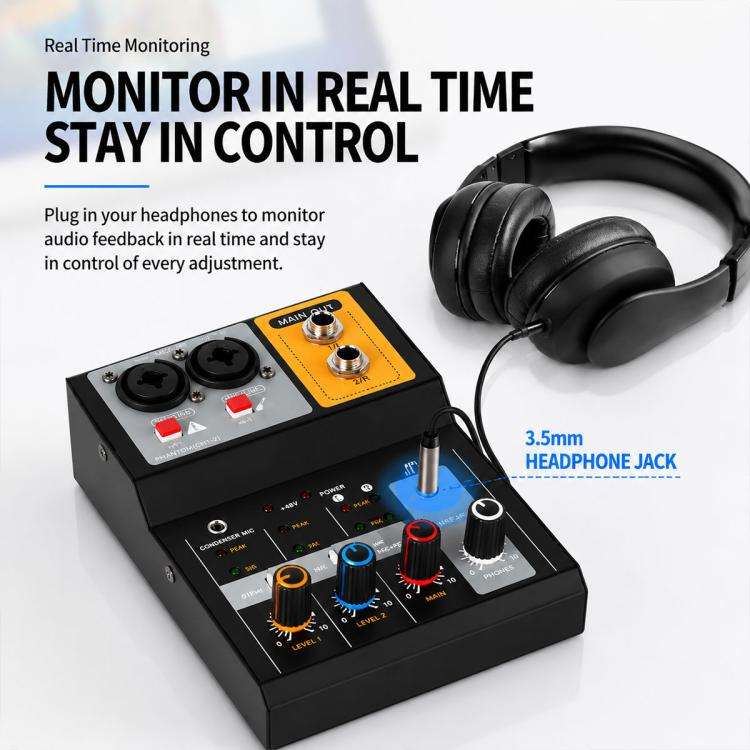 F-2A Multi-function Professional 2-way Recording Mixer USB Live Streaming Sound Card, F-2A