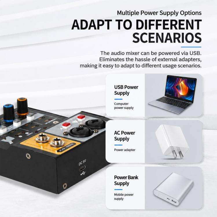 F-2A Multi-function Professional 2-way Recording Mixer USB Live Streaming Sound Card, F-2A