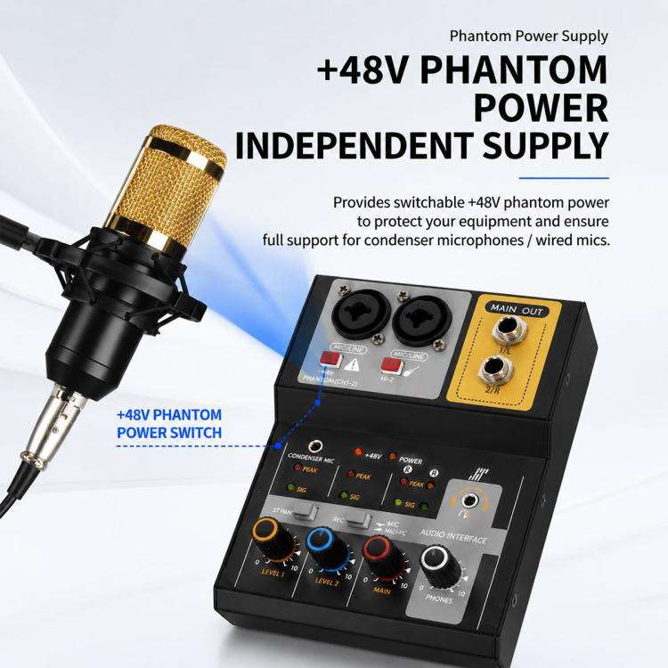 F-2A Multi-function Professional 2-way Recording Mixer USB Live Streaming Sound Card, F-2A
